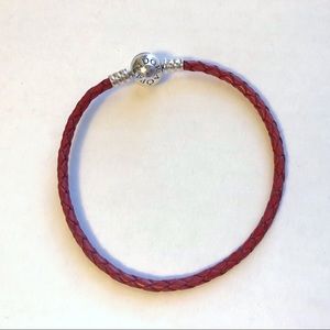 RED BRAIDED LEATHER CHARM BRACELET ❤️